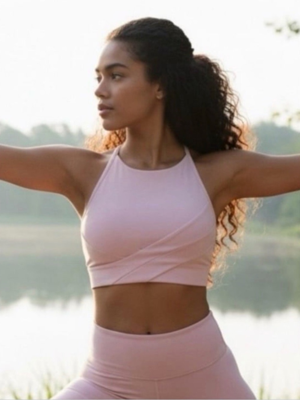 NWT Lululemon Flow Y Wrap-Front High-Neck Bra Strawberry Milkshake 4